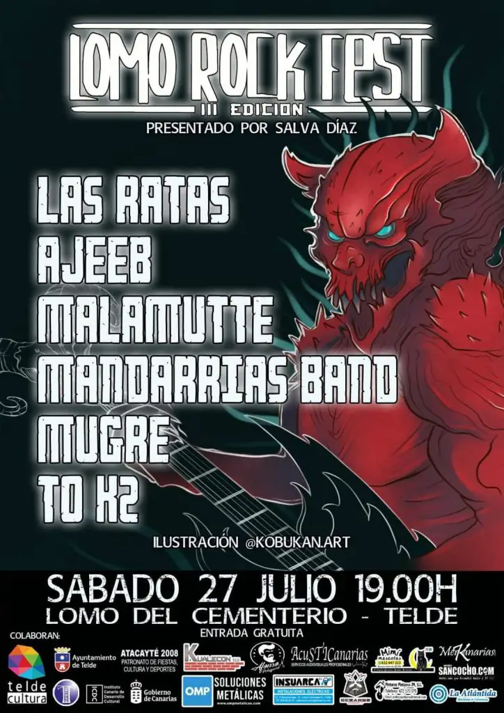 Lomo Rock Fest 2024. Este festival se llevará a cabo el sábado 27 de julio a las 19:00 horas. La entrada es gratuita