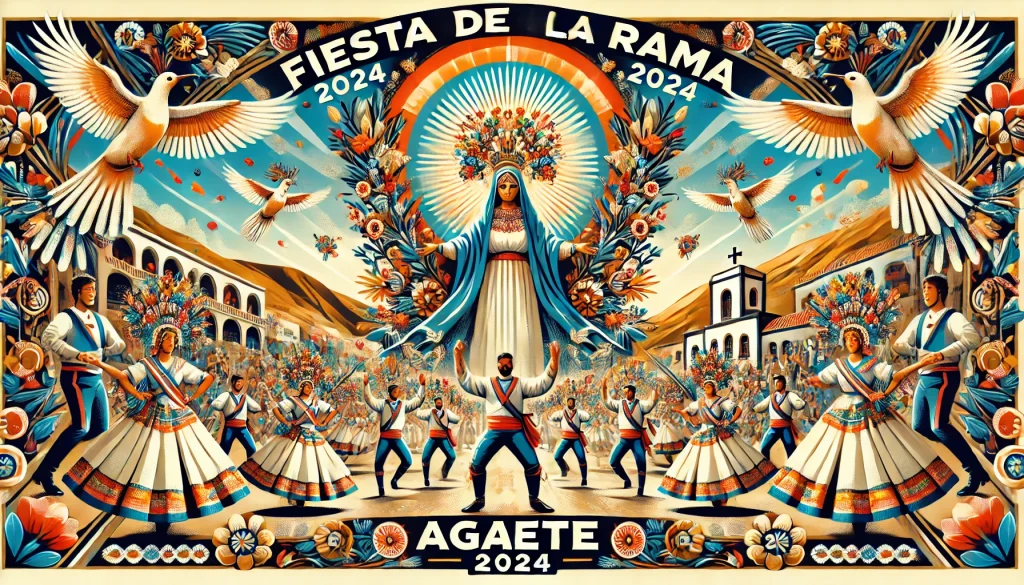 Fiesta de La Rama en Agaete 2024. El norte de la isla de Gran Canaria, celebra esta fiesta en honor a la Virgen de las Nieves