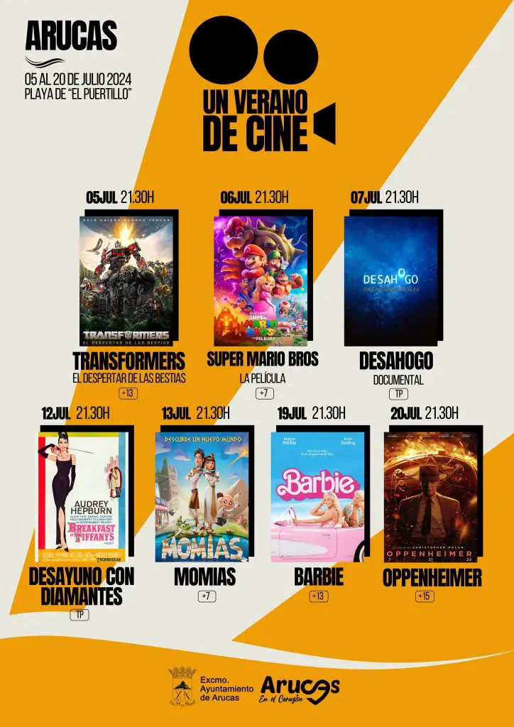 Programa Playa del Puertillo, Arucas, Un Verano de Cine 2024 del 5 al 20 de Julio