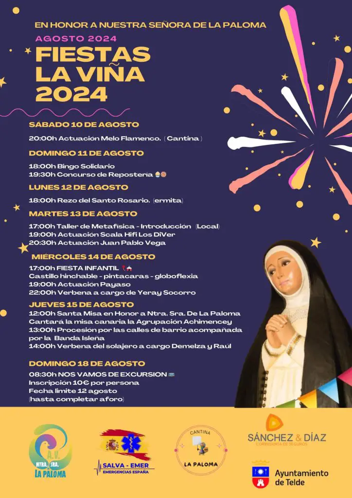 Programa Fiestas La Viña, Telde, Ntra. Sra. de La Paloma 2024 del 10 al 18 de Agosto