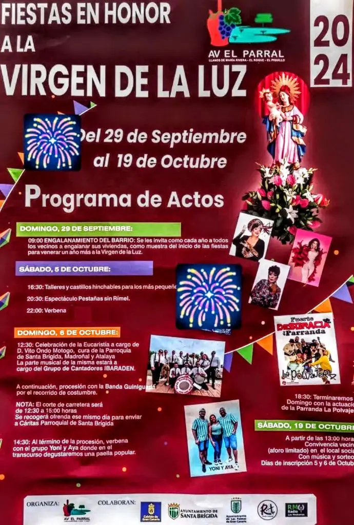 Las Fiestas en Honor a la Virgen de La Luz 2024 llegan un año más a Los Llanos de María Rivera, El Roque y El Piquillo